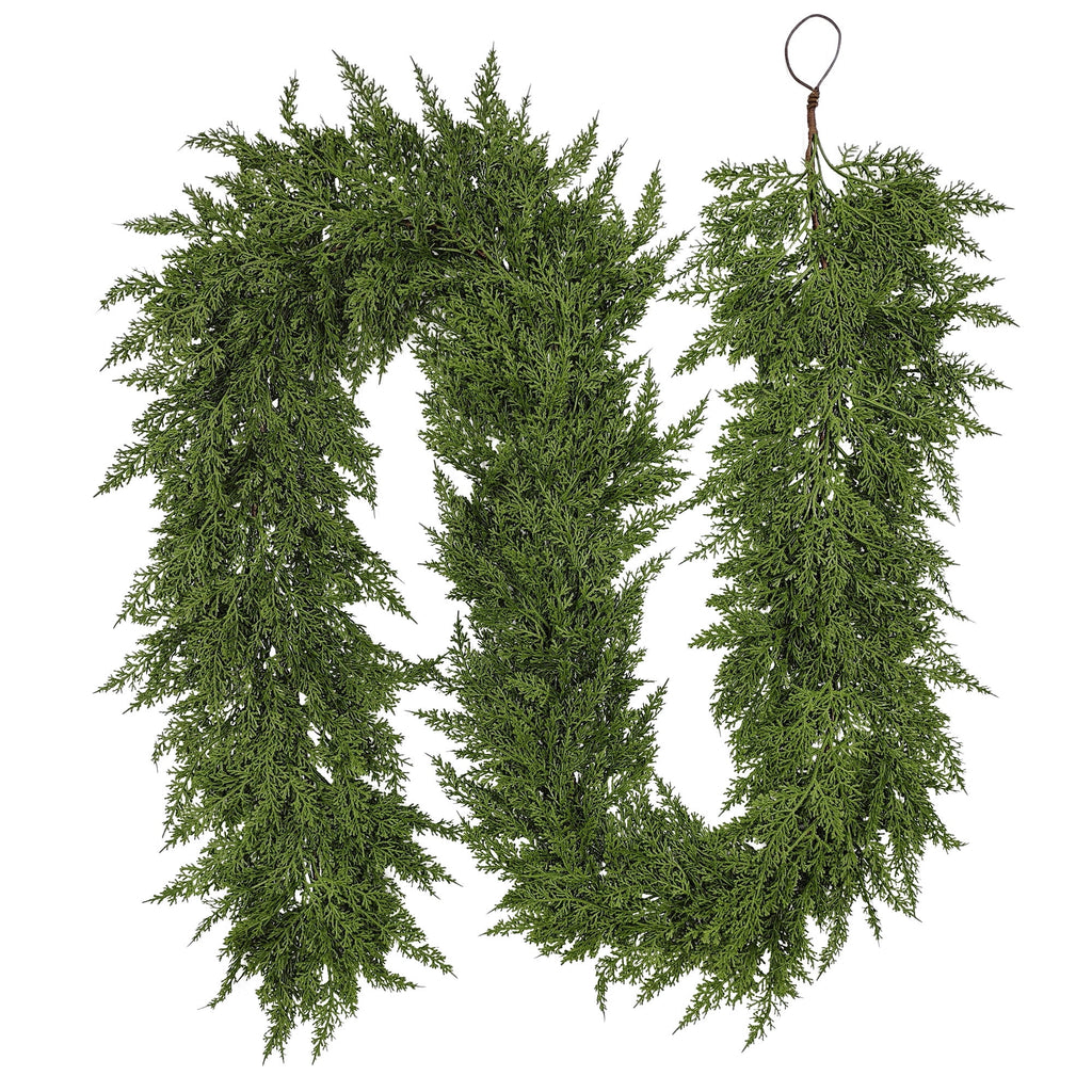 My Texas House Natural Feel Cedar Unlit Artificial Christmas Garland, Green, 9'
