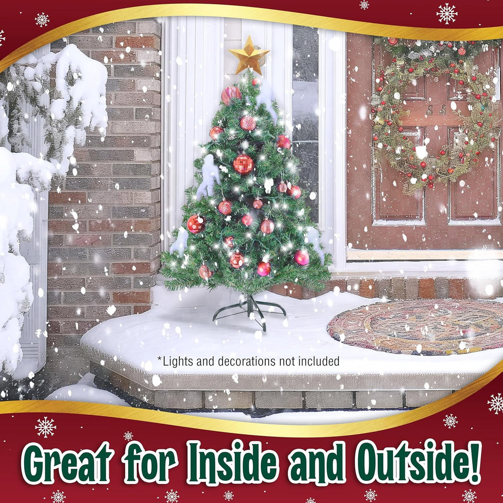 4ft Christmas Tree - Premium Hinged Artificial Small Christmas Tree Green, Canadian Fir Full Bodied 4 Feet Tree with 320 Tips, Lightweight and Easy to Assemble Holiday Décor Tree with Metal Stand