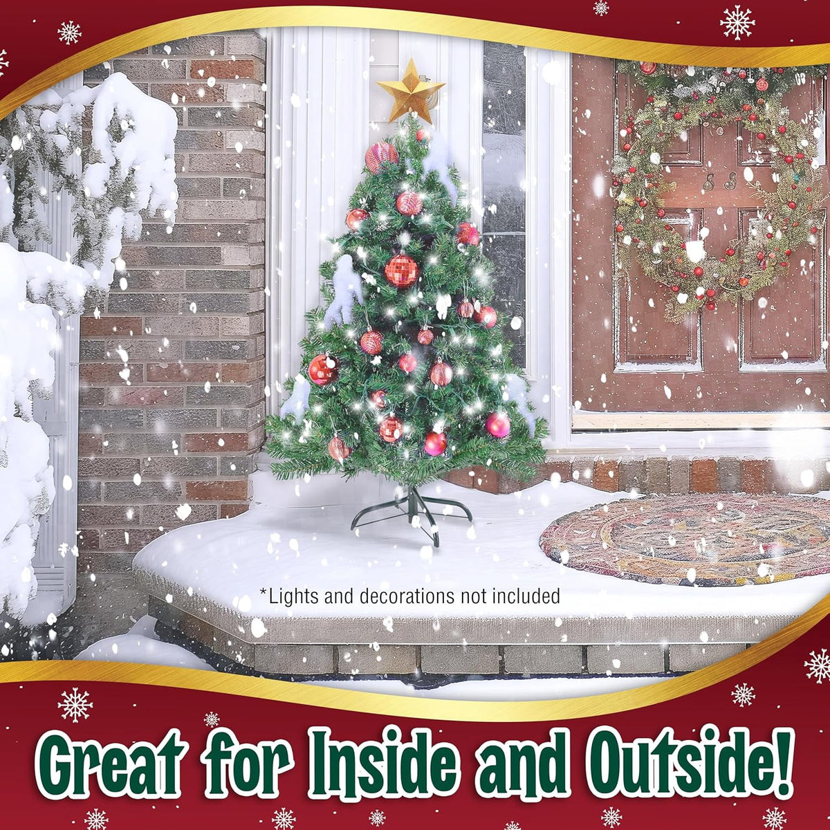 4ft Christmas Tree - Premium Hinged Artificial Small Christmas Tree Green, Canadian Fir Full Bodied 4 Feet Tree with 320 Tips, Lightweight and Easy to Assemble Holiday Décor Tree with Metal Stand