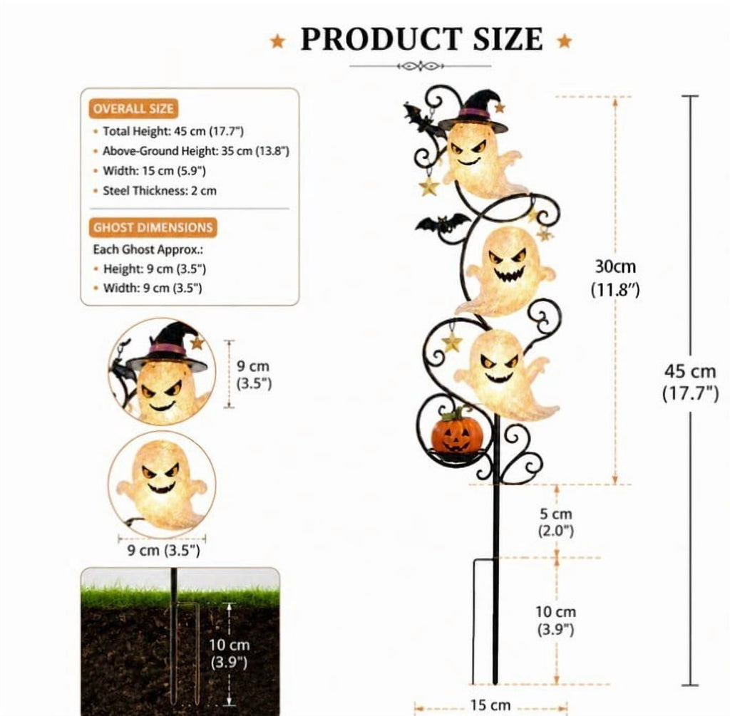 Stijggn Halloween Pumpkin Stake Solar Garden Lights, Waterproof Multi Branch Little Pumpkin Lantern Garden Stake Lights Outdoor Walkway Yard Garden Decoration