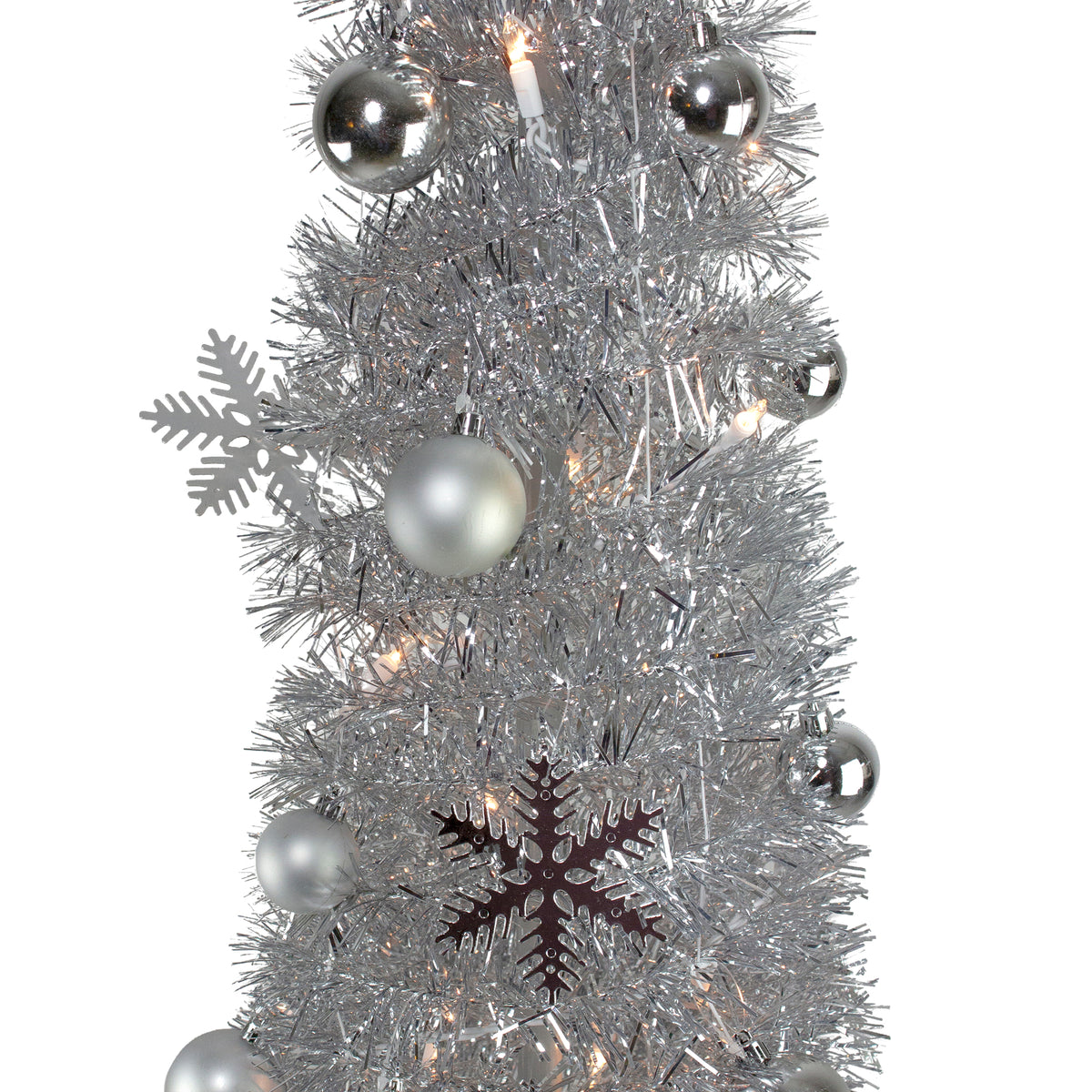 Northlight Pre-Lit Silver Pre-Decorated Pop-Up Artificial Christmas Tree - 6'