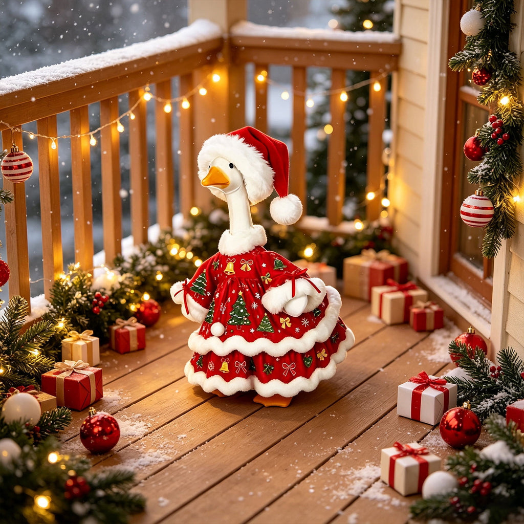 Aurorax Christmas Goose Clothes for Cement Goose Porch Goose 23"/17",Porch Goose Outfit 19 inch,Red Holiday Porch Goose Clothing Accessories for Garden Lawn Yard