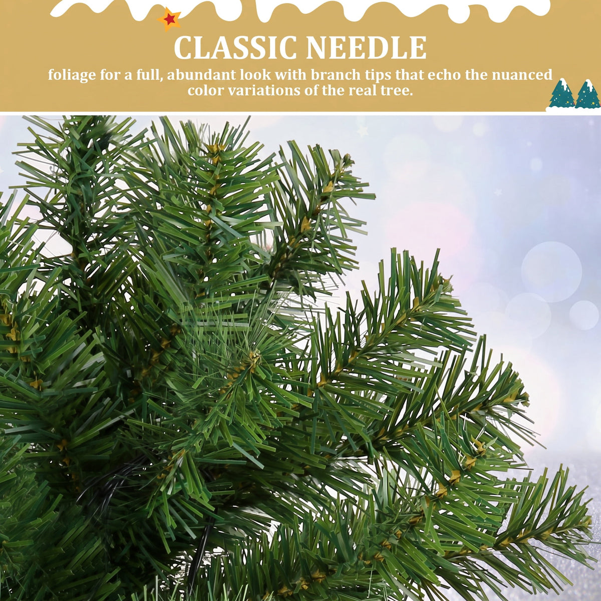Legooin 7.5FT Pre-lit Artificial Christmas Tree with 1300 Branch Tips + 400 Multicolored Lights, 3-Section Easy Assembly Xmas Tree with Metal Stand for Indoor Outdoor Holiday Decor, Green
