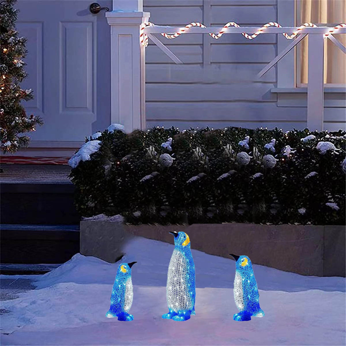 AZXY Clearance!Christmas Yard Decorations Penguin,Pre-Lit Penguin Christmas Garden Stakes,Large Animals Statue Outdoor Ornaments with Led Lights for Outdoor Decorations