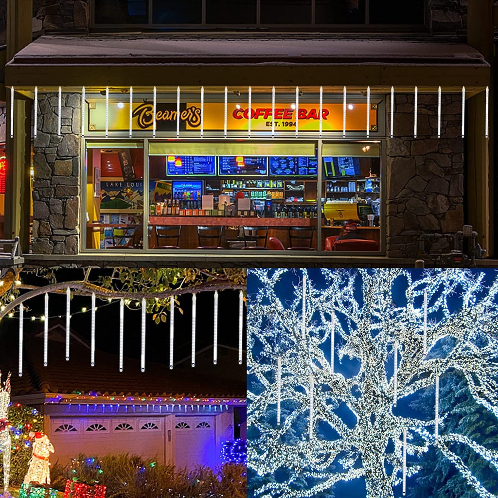 Rirool Meteor Shower Rain Lights, Valentine Lights 50cm 10 Tubes 540 LED Icicle Snow Falling Christmas Lights Outdoor Raindrop Lights, Xmas Wedding Party Tree Holiday Decoration, Blue