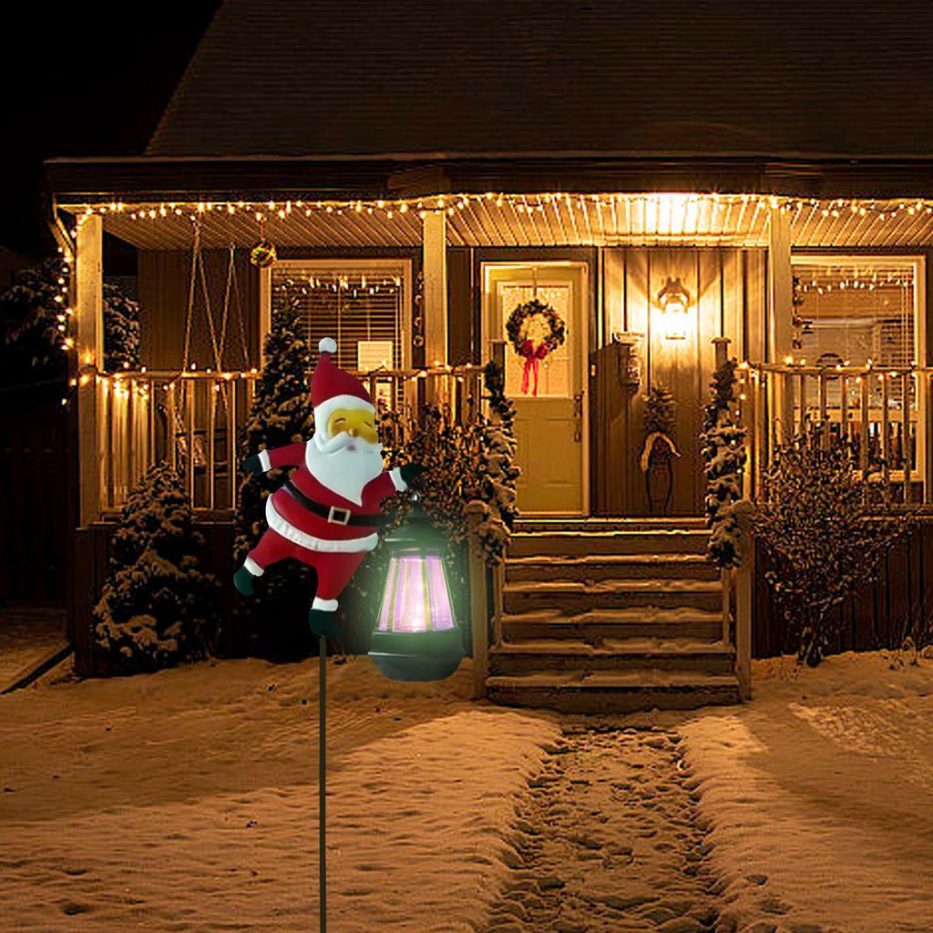 DAMAI Solar Garden Light in The Shape of Santa Claus, IP65 Christmas Solar Kettle Lights with LED Light, Vintage Waterproof Outdoor Lantern Xmas Yard Decor Lamp for Pathway Patio