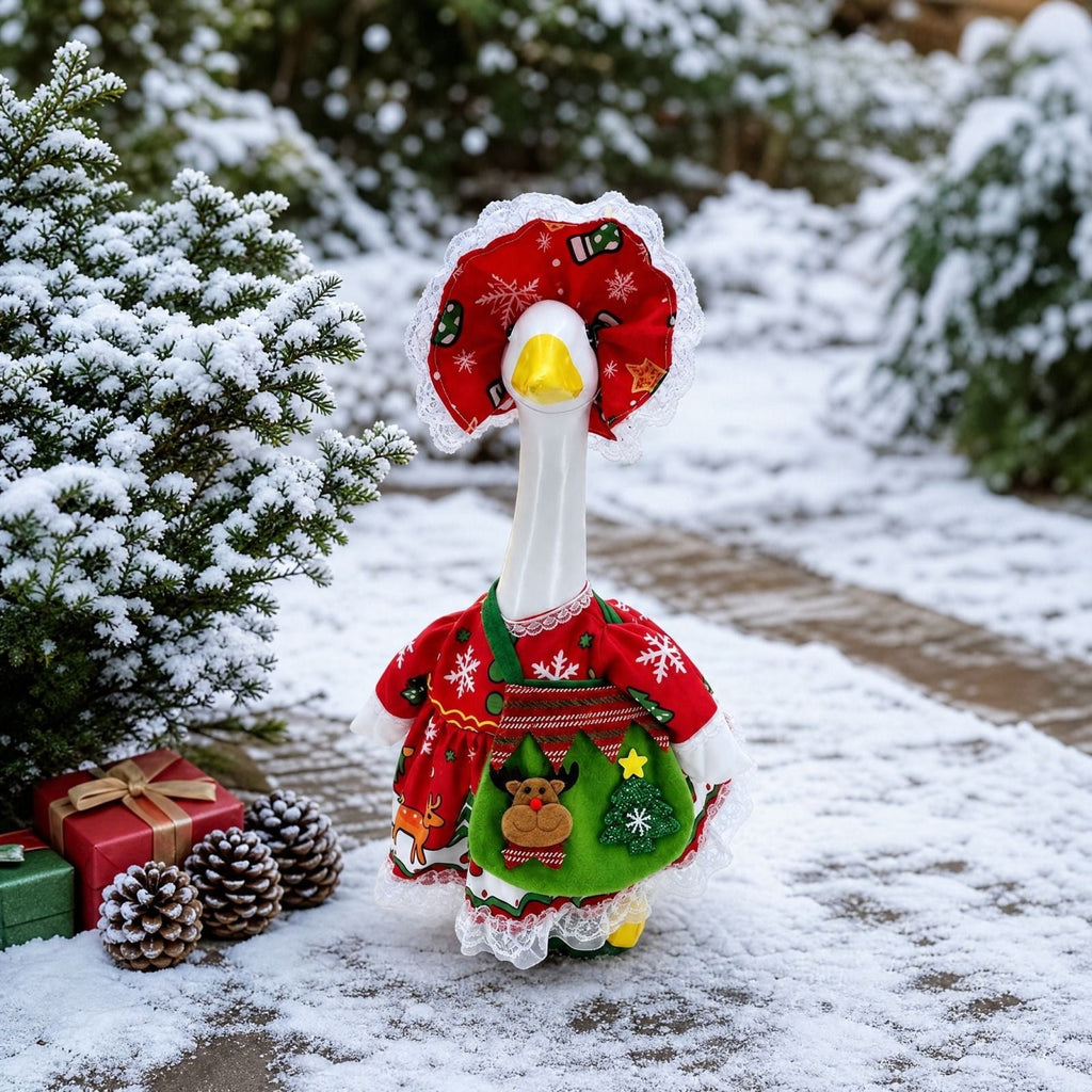 Lzobxe Porch Goose Clothes, Casual Style Lawn Yard Garden Decor for 23" High Cement or Plastic Geese, Goose Costume for All Season and Occasiona