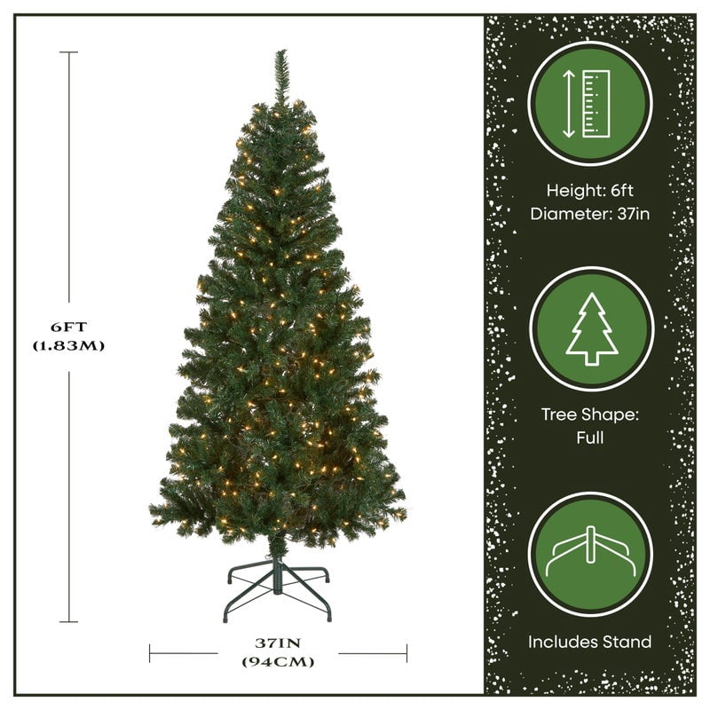 National Tree Company 6 ft. Acacia Hinged Tree with 300 Clear Lights-UL, 599 Tips