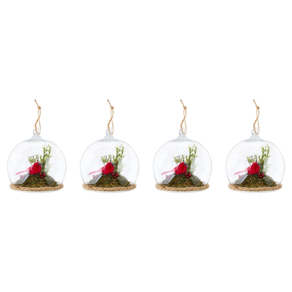 4-Count Multicolor Cardinal Scene in Ball Shatterproof Christmas Ornaments, 4", by Holiday Time