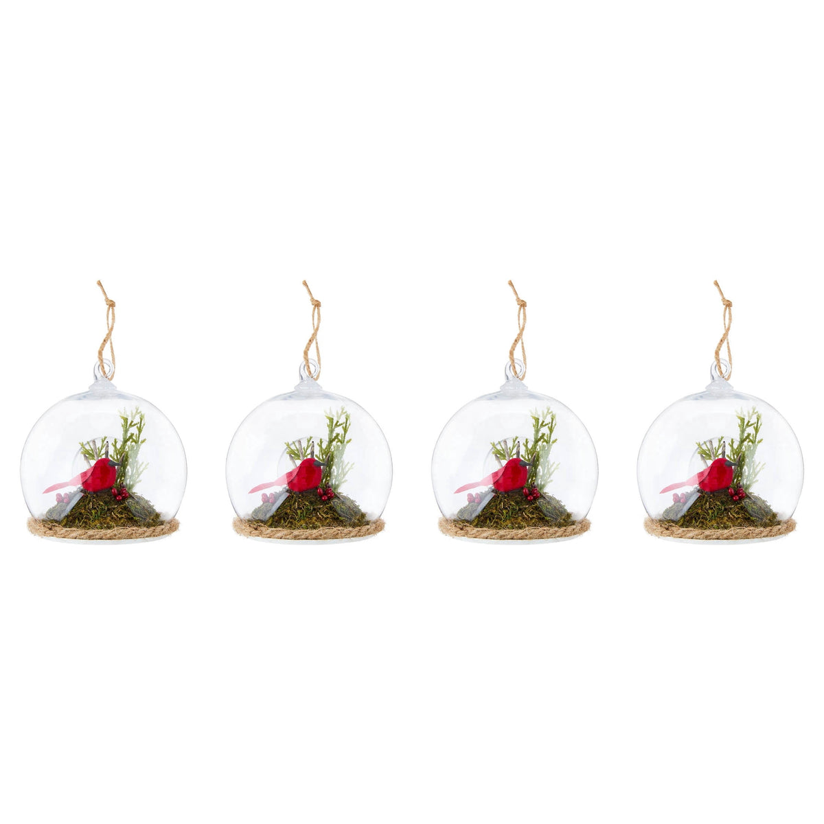 4-Count Multicolor Cardinal Scene in Ball Shatterproof Christmas Ornaments, 4", by Holiday Time