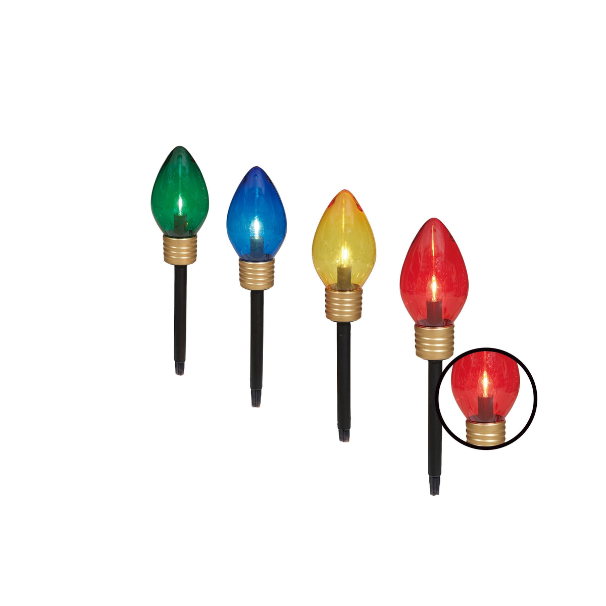 Indoor/Outdoor Jumbo LED C9-Style Christmas Bulb Pathway Lights, Multicolor, Set of 4, by Holiday Time