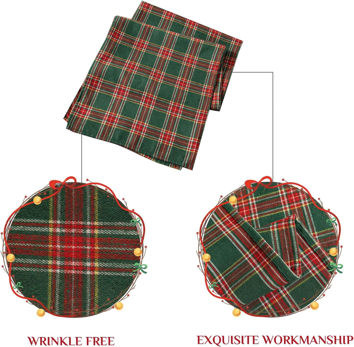 Christmas Checkered Tartan Table Runner - Green Buffalo Plaid Xmas Stain Resistant Washable Table Decoration for Dining/Parties/Holiday Decor, 13 x 120 Inch