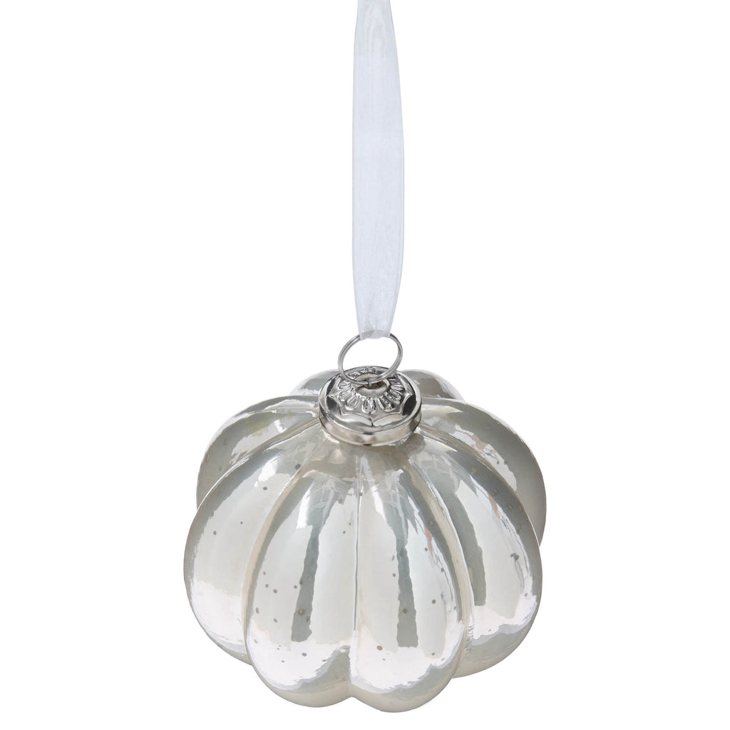 Silver Mercury-Style Glass Ribbed Christmas Ornament, 3.8", by Holiday Time