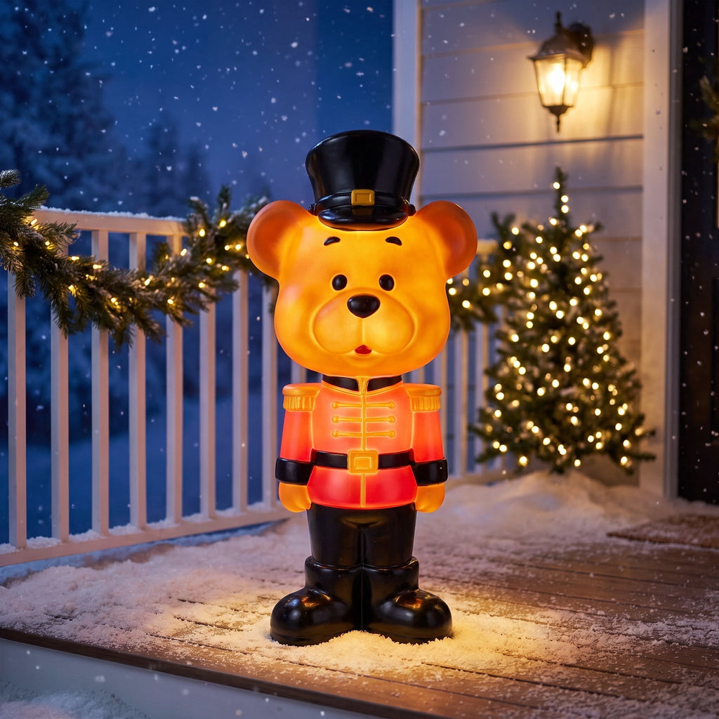 Lighted Blow Mold Bear Soldier Indoor/Outdoor Christmas Decoration, Multicolor, 32", by Holiday Time