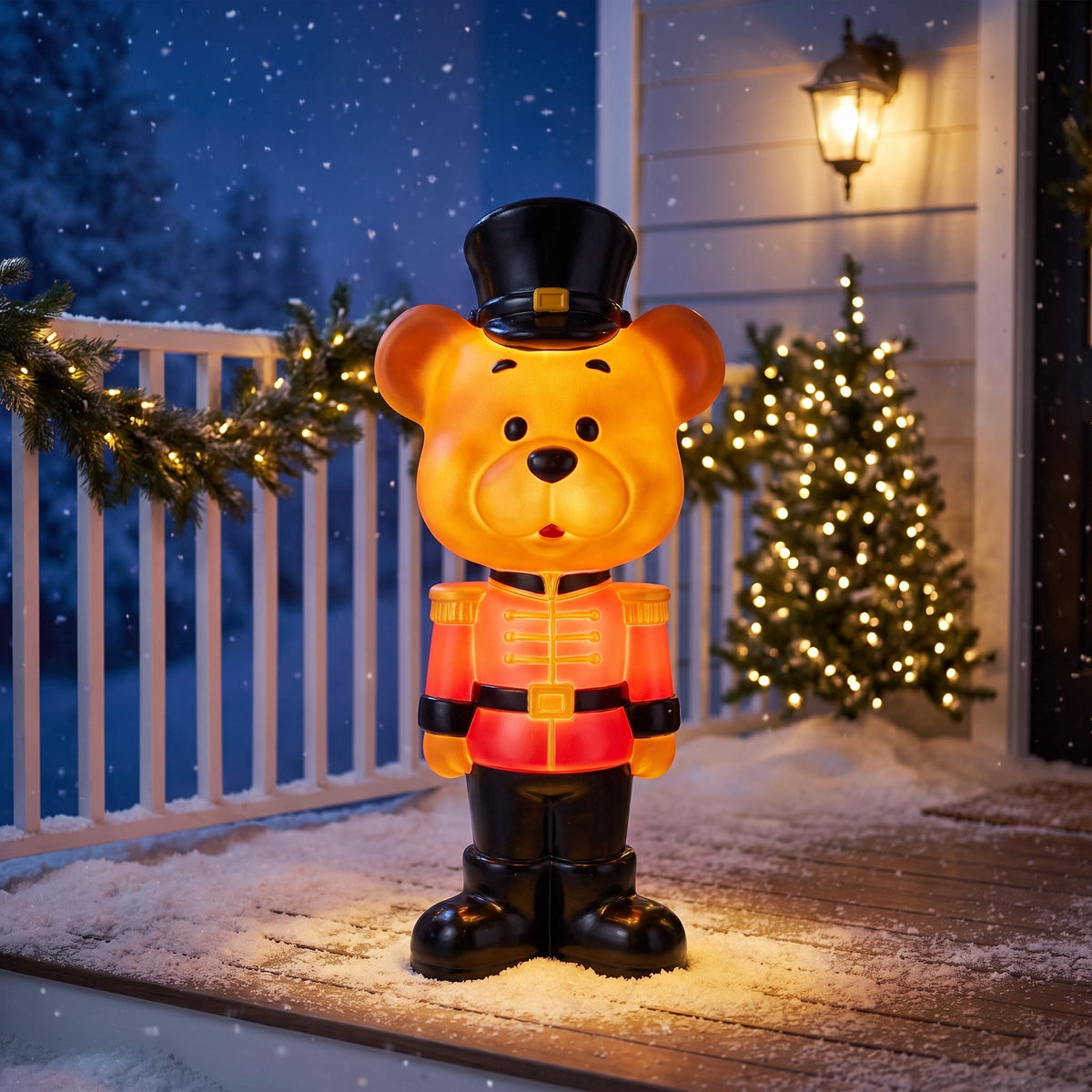 Lighted Blow Mold Bear Soldier Indoor/Outdoor Christmas Decoration, Multicolor, 32", by Holiday Time