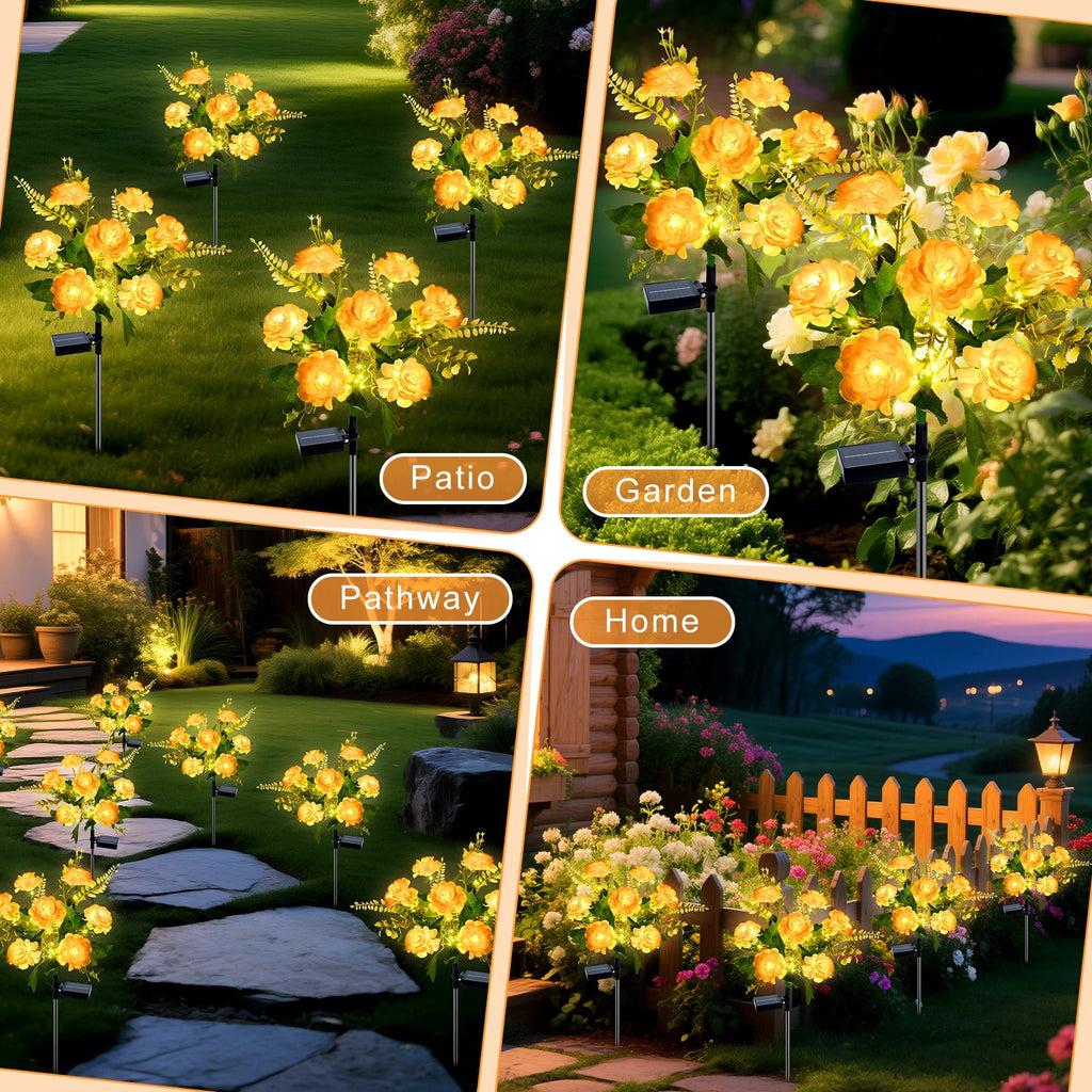 Qoosea Solar Garden Lights Outdoor Waterproof Decorative Flower New Upgraded 2 pack with 17 Butterfly Solar Lights for Garden Yard Outdoor Decor Pathway, Gifts for Mom