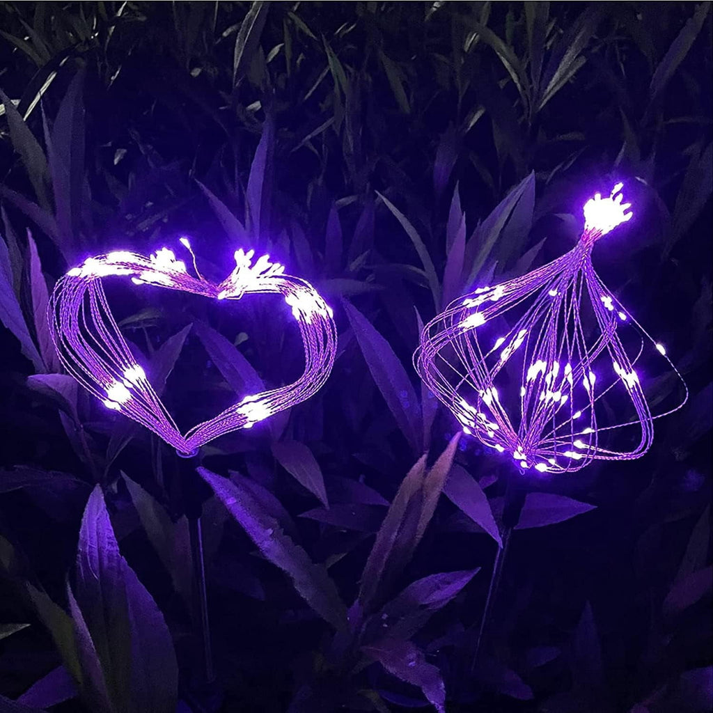 Outdoor Solar Lights Firework, 2 Pack 120 LEDs Waterproof Solar Lights for Outside Garden Yard Pathway Fence - Warm White