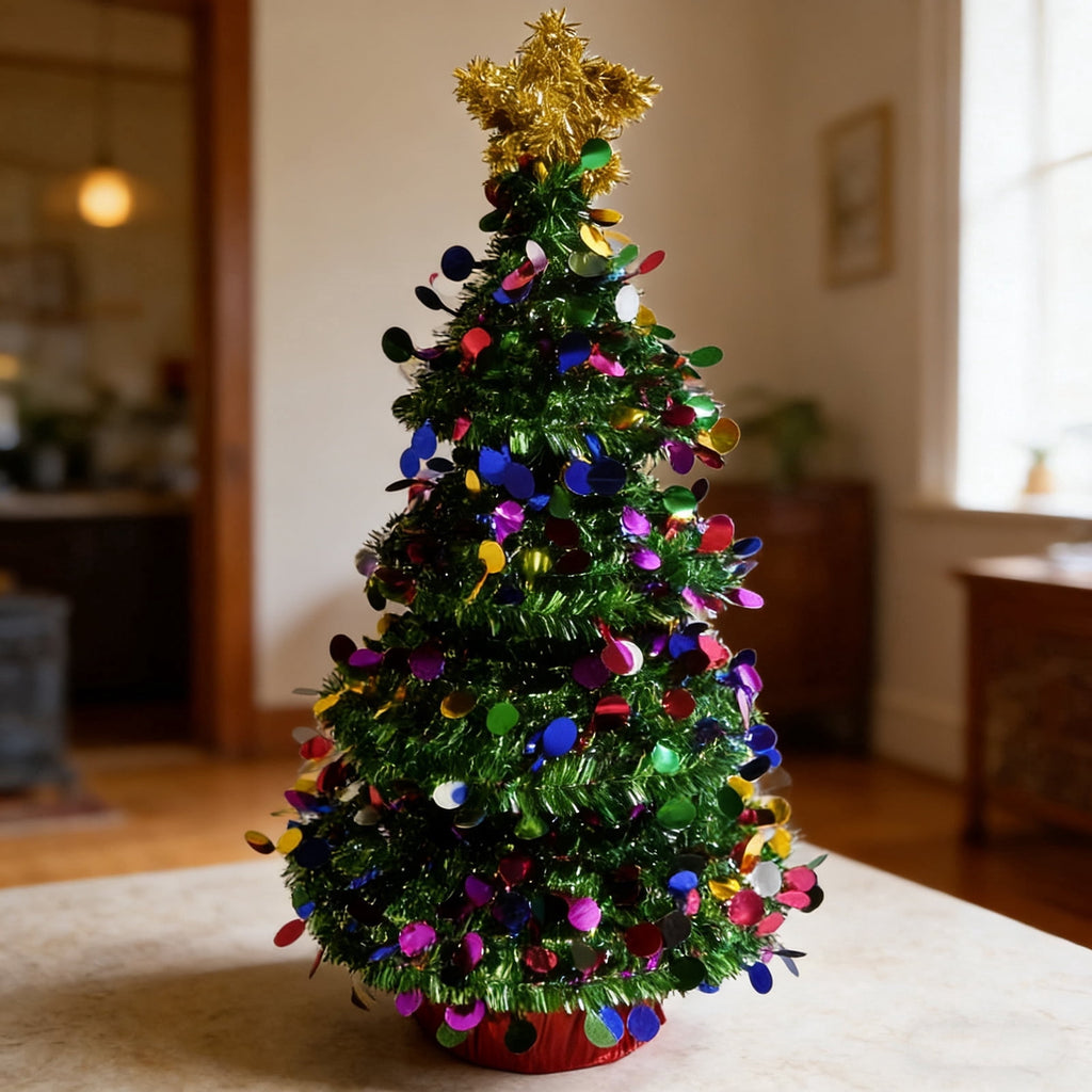 Tinsel Tree Christmas Decoration, Multicolor, 16", by Holiday Time