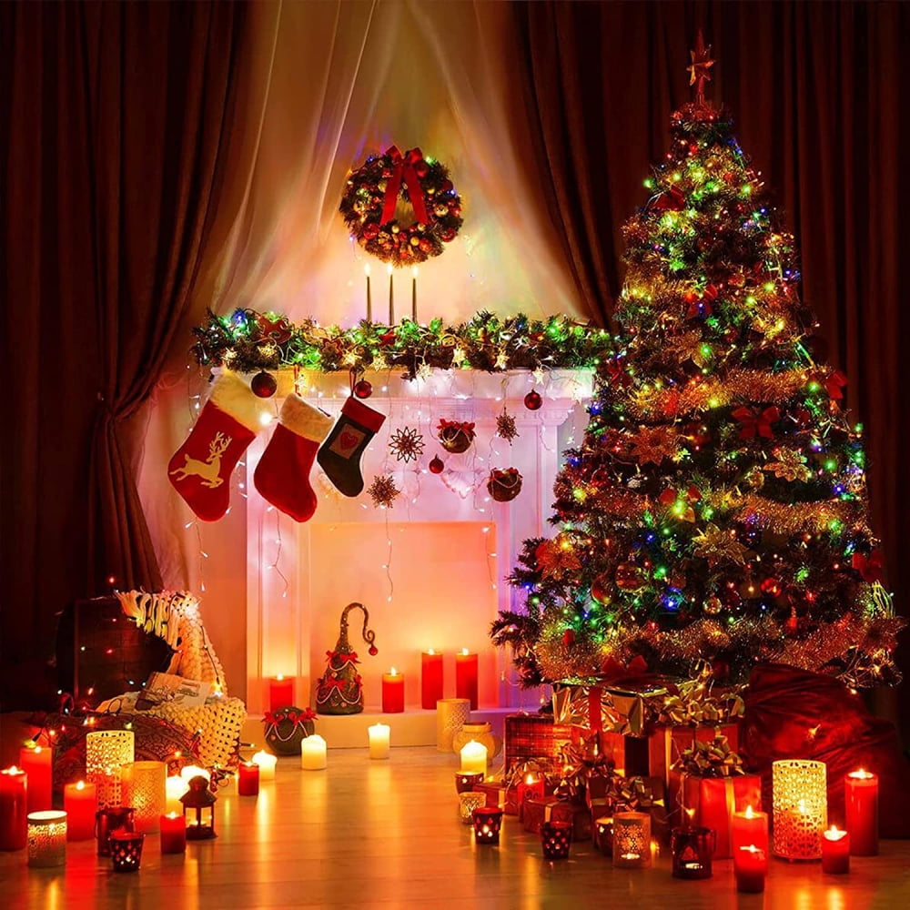 33ft 100 LED Christmas String Lights, 8 Modes Twinkle Fairy Lights Main Plug in, Waterproof Connectable Decorative Light for Wedding Party Christmas Tree Halloween, Blue