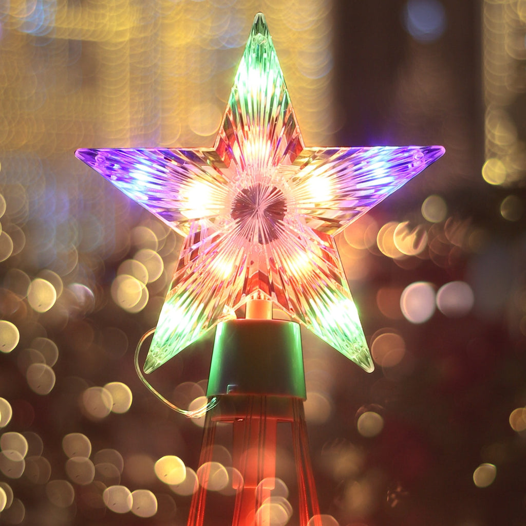 3 Pack LED Plug-In Christmas Tree Light Decorations, Multicolor Christmas Decor with Star Toppers, 4ft 5ft 6ft