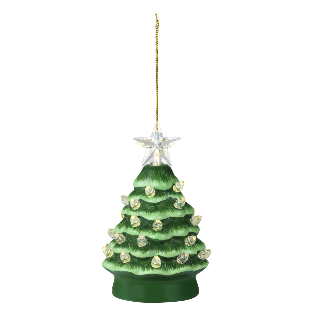 Mr. Christmas Nostalgic Ceramic Tree Ornaments - Green, Set of 3