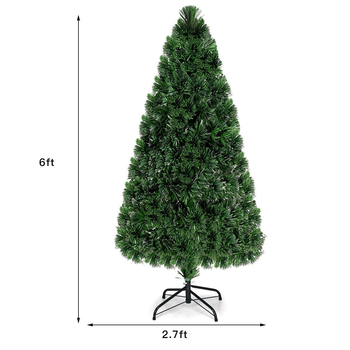 Costway 6Ft Pre-Lit Fiber Optic PVC Christmas Tree Metal Holiday