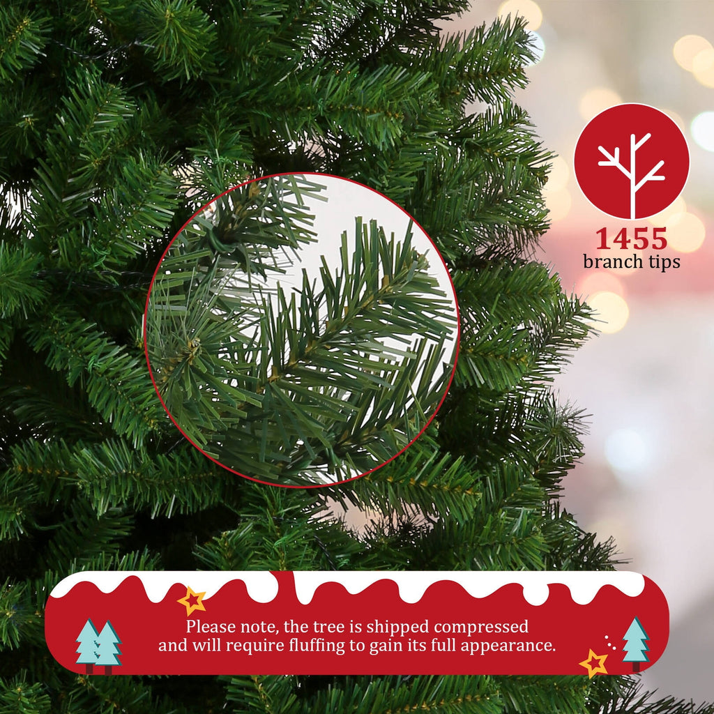 Funcid 6ft Green Artificial Christmas Tree, Hinged Spruce Full Tree with 1477 Branch Tips, Foldable Metal Stand, New PVC Material, Xmas Tree for Indoor and Outdoor Decoration