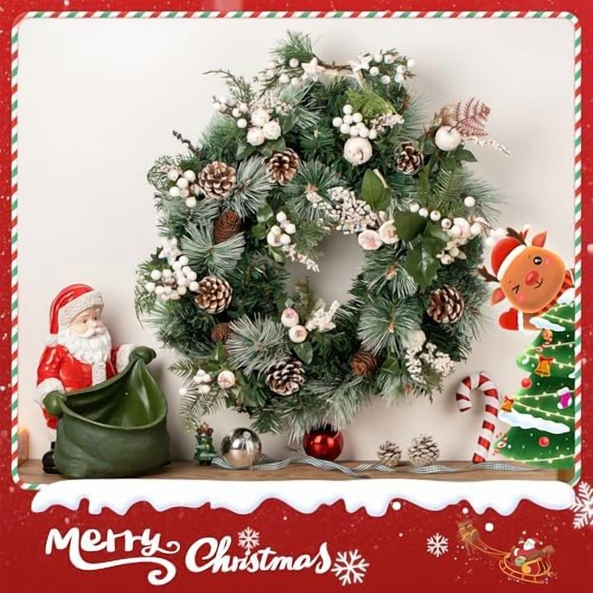 Crafare12 Pack Artificial Christmas Tree Picks Assorted Candy Pine Picks Spray with Pinecones Apples Holly Leaves Winter Holiday Season Decoration