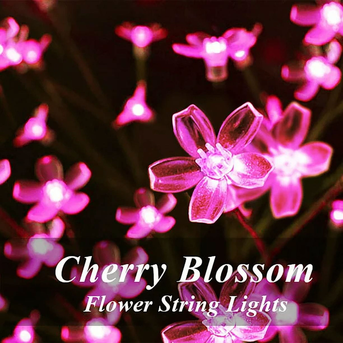 Solar Flower String Lights, Cherry Blossoms Solar Fairy Light,23ft 50 LED Outdoor Waterproof String Lights for Christmas Tree, Home, Garden, Wedding, Patio, Party Decorations(pink)