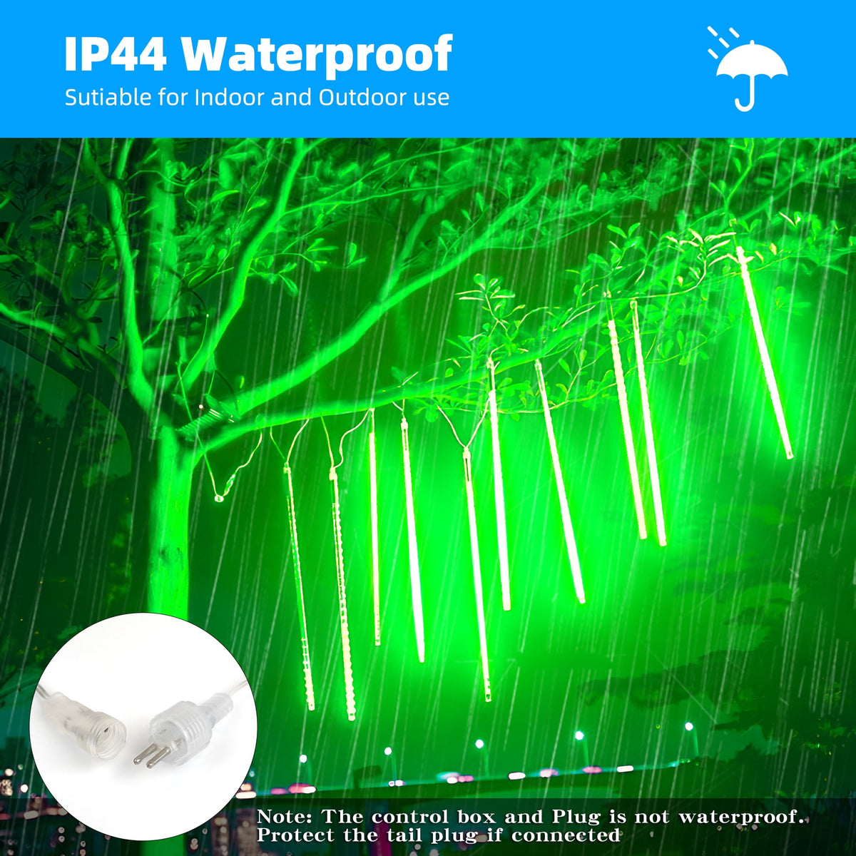 DAYBETTER Multi-Color Meteor Shower Lights Outdoor, Christmas&nbsp;Sting Lights 20in 10 Tube Waterproof Connectable Falling Rain Lights for Garden&nbsp;Yard&nbsp;Halloween Christmas Decoration