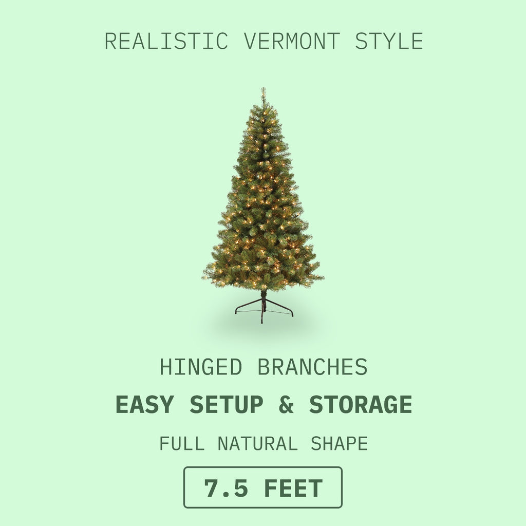 Good Tidings 7.5-Foot Pre-Lit Vermont Christmas Tree with 400 Clear Lights