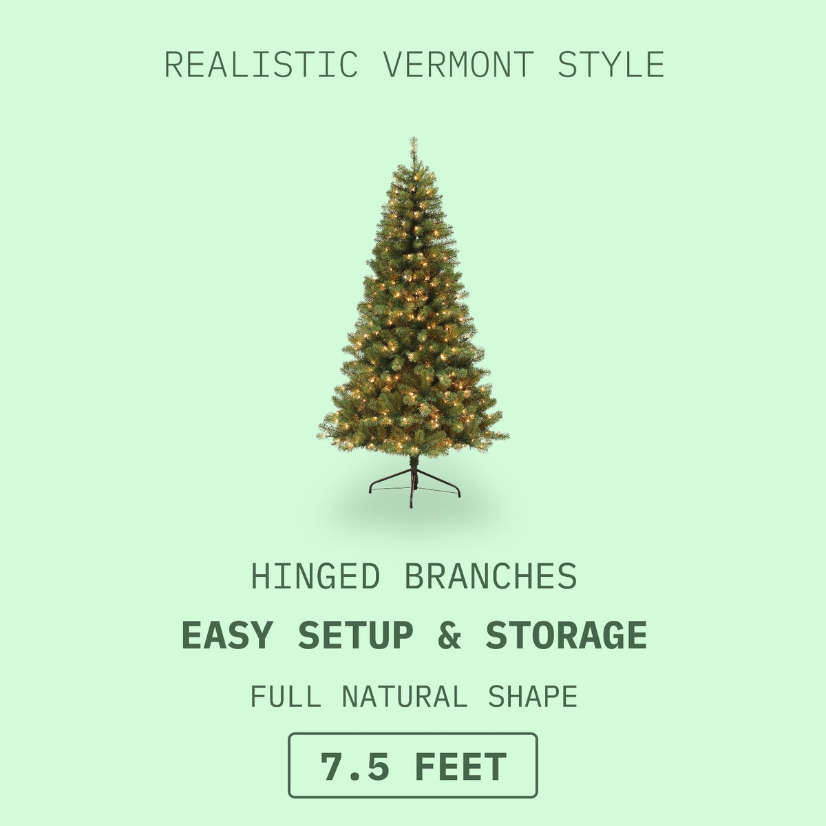 Good Tidings 7.5-Foot Pre-Lit Vermont Christmas Tree with 400 Clear Lights