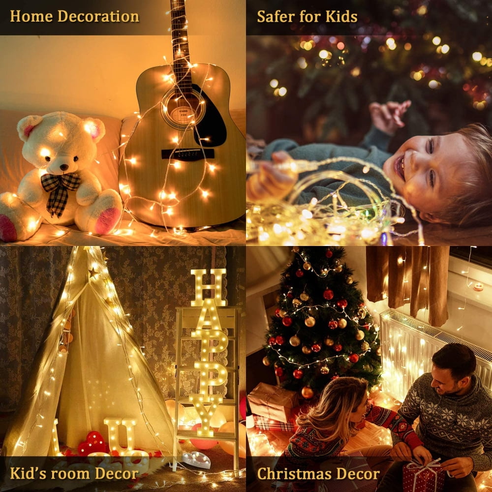 33ft 100 LED Christmas String Lights, 8 Modes Twinkle Fairy Lights Main Plug in, Waterproof Connectable Decorative Light for Wedding Party Christmas Tree Halloween, Blue
