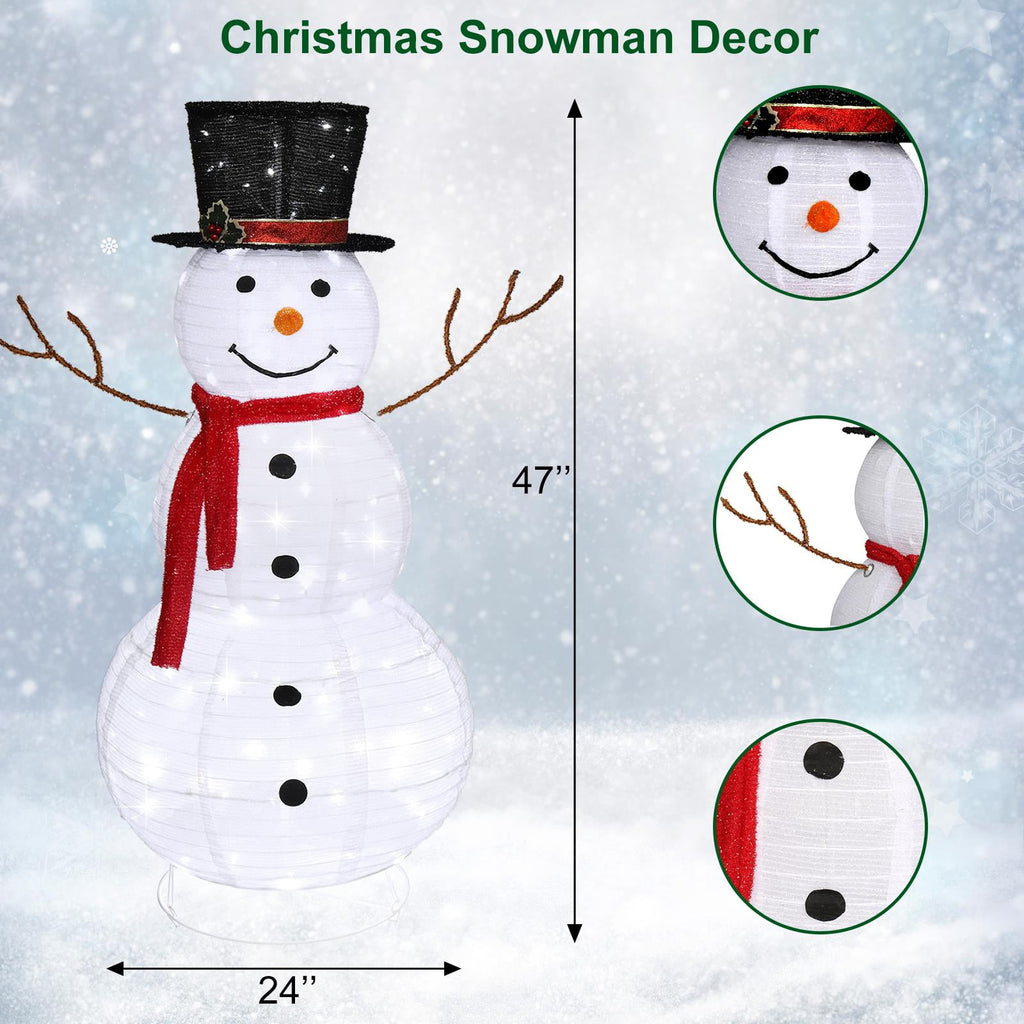 Zimtown LED Lighted Snowman Christmas Snowman w/ 180 LED Lights,Hat Christmas Outdoor Decoration
