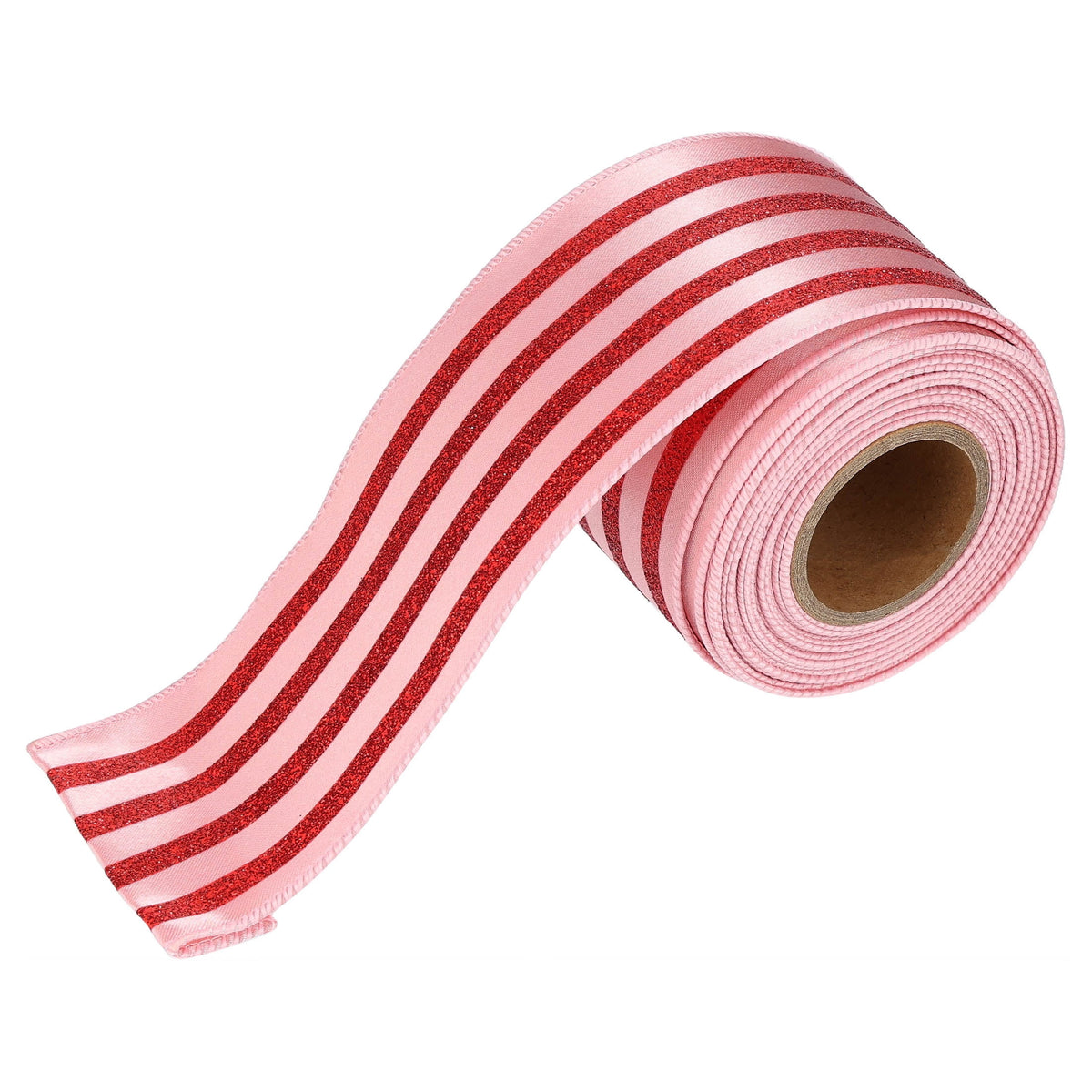 Pink and Red Glitter Striped Christmas Ribbon, 2.5" x 25', by Holiday Time