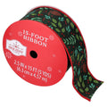 Multicolor Pinecone and Leaf Christmas Ribbon, 2.5" x 15', by Holiday Time