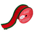 Red and Green Pom Pom Christmas Ribbon, 2.5" x 15', by Holiday Time