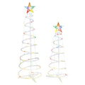 Indoor/Outdoor LED 8-Function Color-Changing Spiral Christmas Trees, Cool White to Multicolor, Set of 2, by Holiday Time