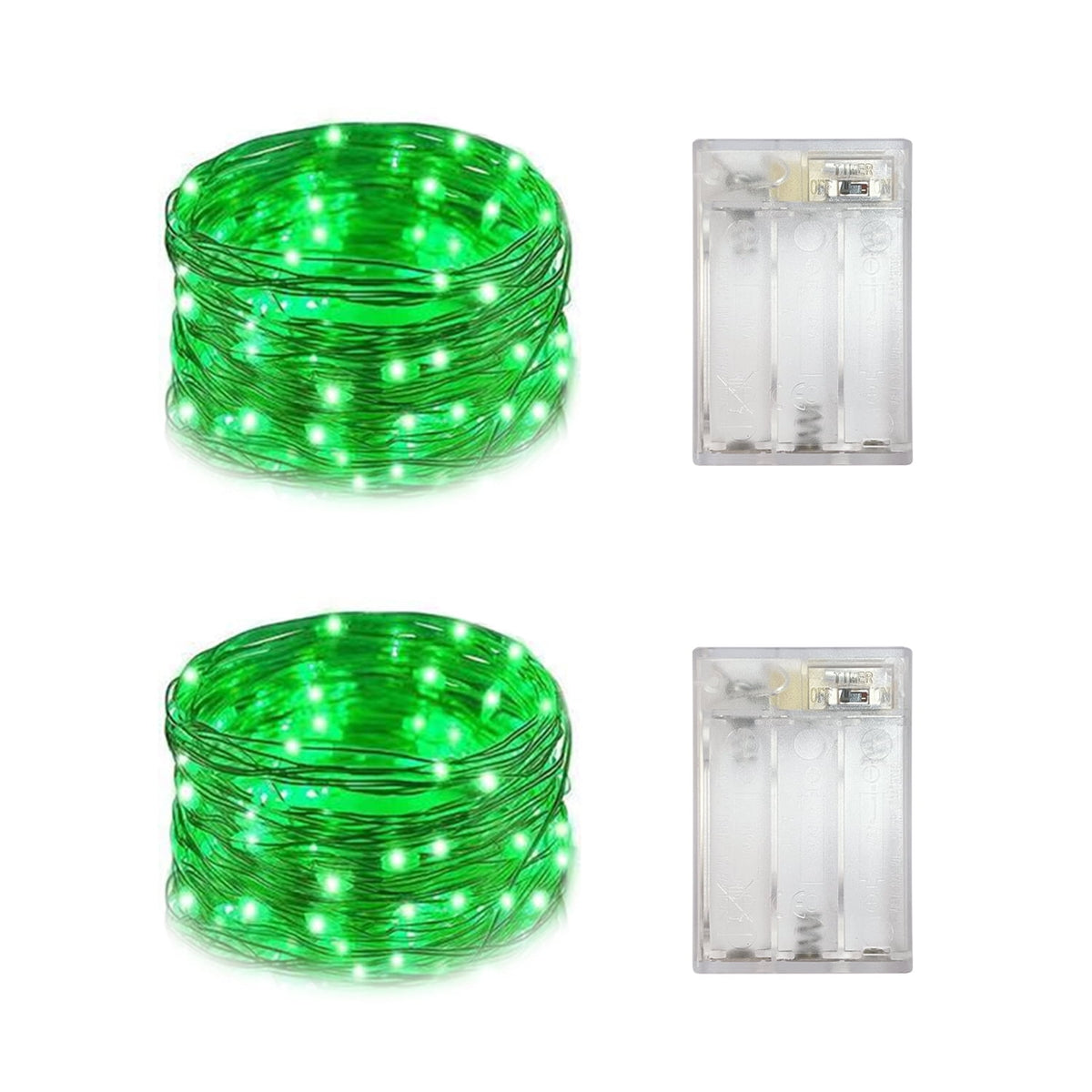 2 Pack Battery Operated Mini String Light,Indoor Led Fairy Light with Timer 6 Hours on/18 Hours Off for Craft Clear Vase Decoration,30 Count LED,10 Feet Silver Wire (Red)
