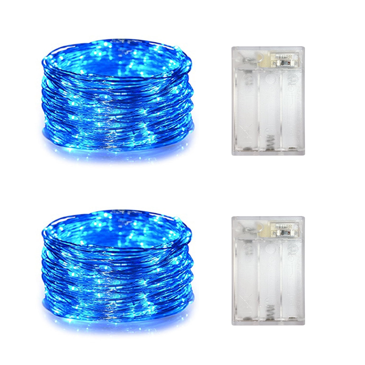 2 Pack Battery Operated Mini String Light,Indoor Led Fairy Light with Timer 6 Hours on/18 Hours Off for Craft Clear Vase Decoration,30 Count LED,10 Feet Silver Wire (Red)