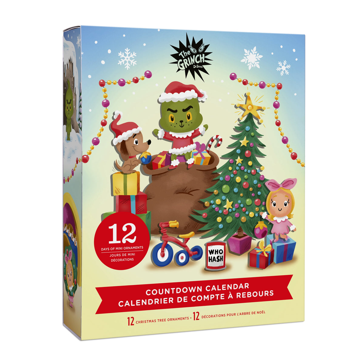 Hallmark Countdown Calendar 12 Mini Ornaments (Grinch, Christmas), 1 Count