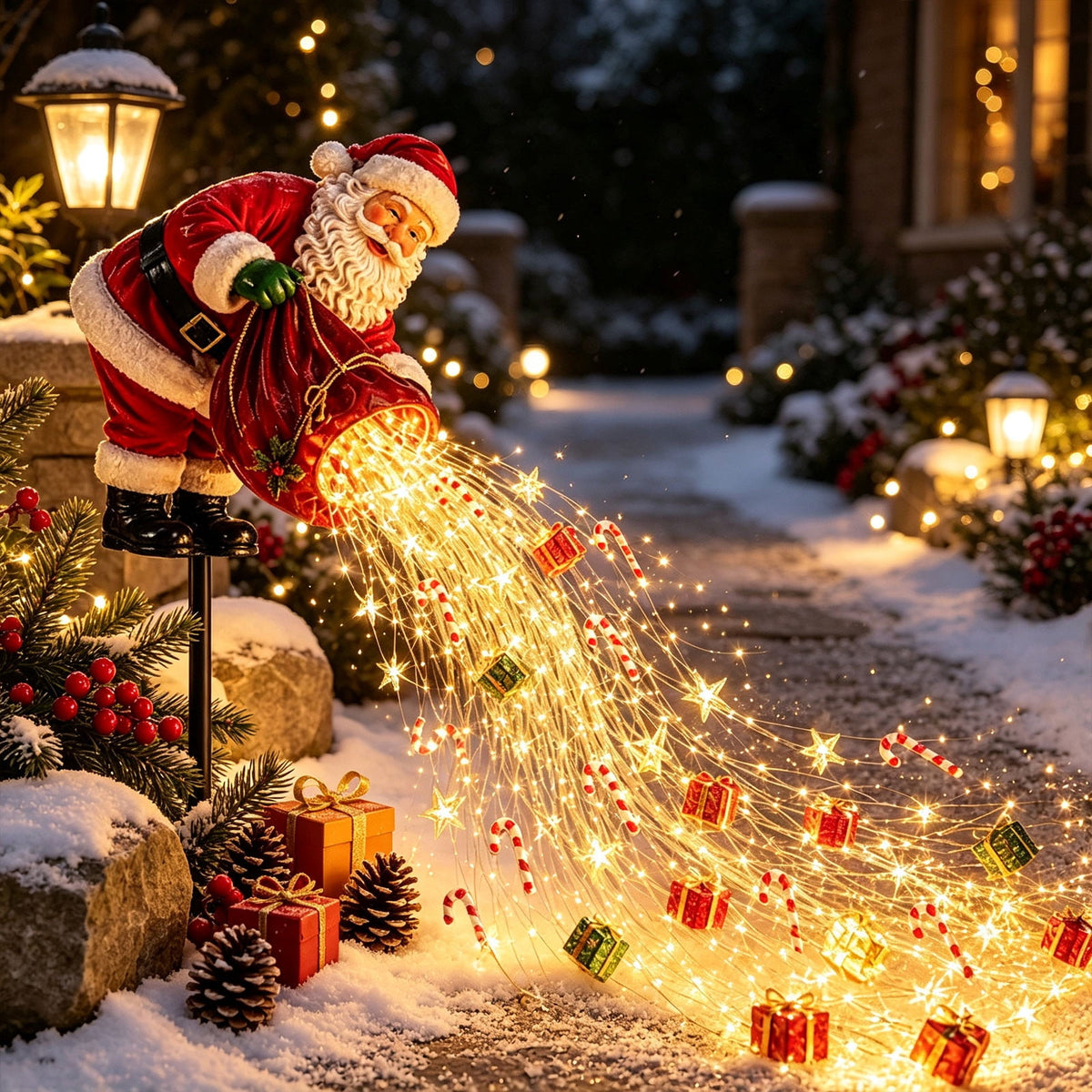 Luckky Christmas Bell Cascade Solar Yard Light, 39.37 Inch Warm White Cascading Bell Garden Stake Light, Solar‑Powered Outdoor Christmas Decor for Lawn, Garden, Pathway & Front Yard, 1 Pack