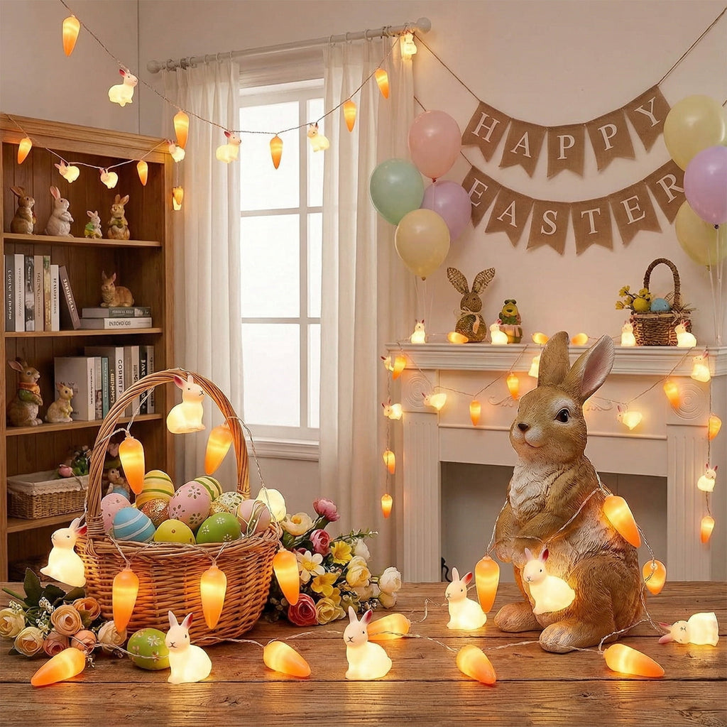 XGFHYJEH Easter Light Bunny String Lights Battery Operated 1.5M 10LED Fairy String Lights for Easter Decor Indoor Bedroom Patio Spring Theme Party Decor
