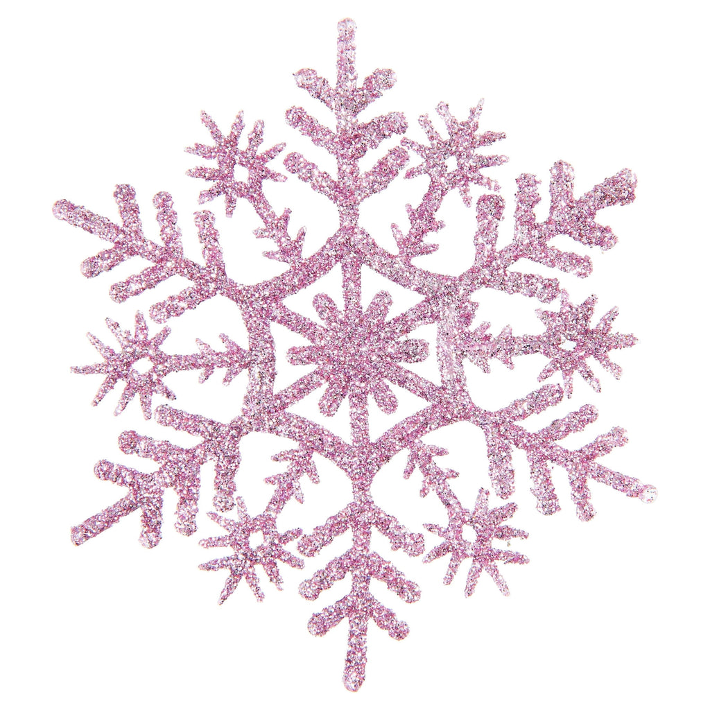 20-Count Pink Glitter Snowflake Christmas Ornaments, 3.9", by Holiday Time
