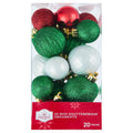 20-Count Red/Green/White Mini Ball Shatterproof Christmas Ornaments, by Holiday Time