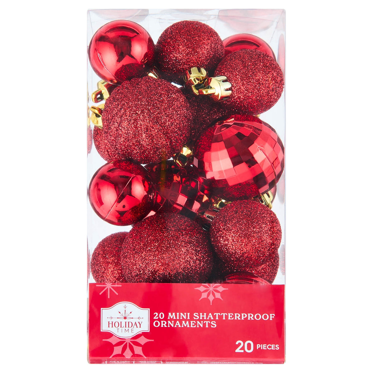 20-Count Red/Green/White Mini Ball Shatterproof Christmas Ornaments, by Holiday Time