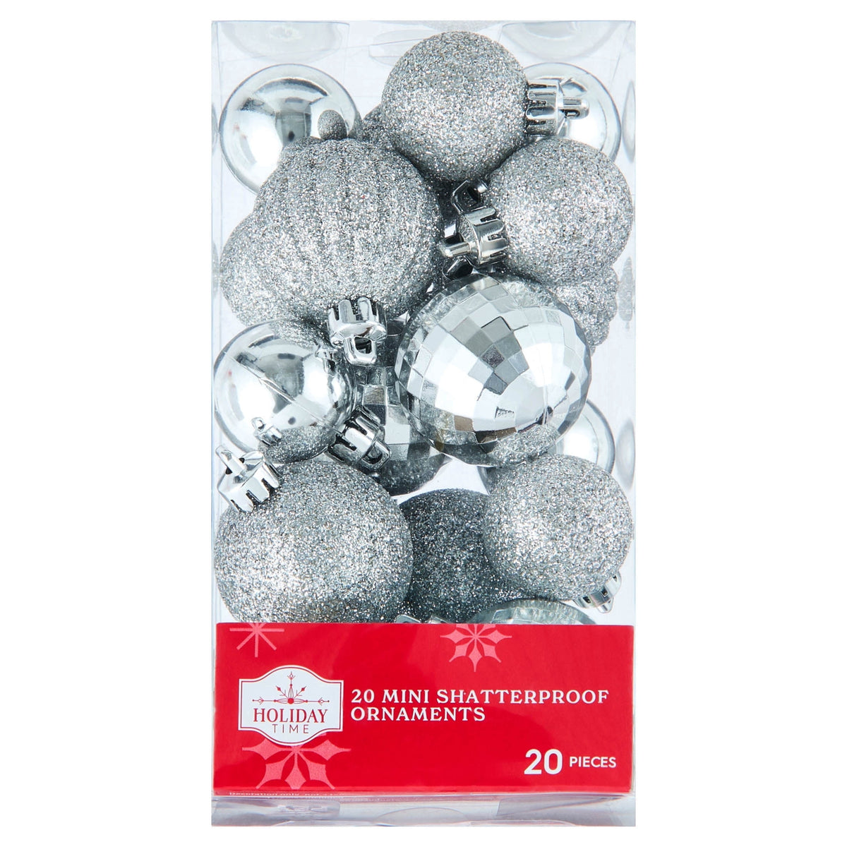 20-Count Red/Green/White Mini Ball Shatterproof Christmas Ornaments, by Holiday Time