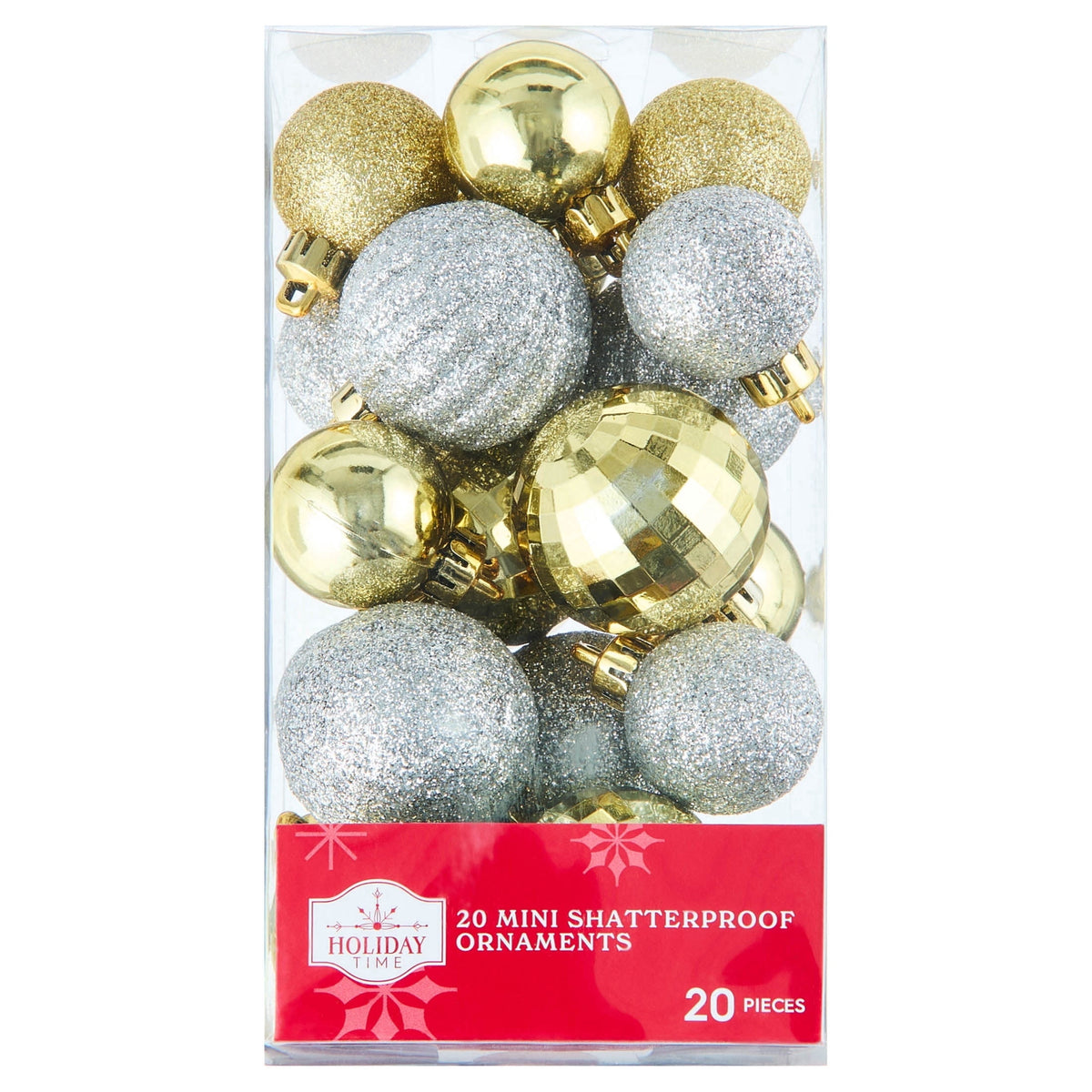 20-Count Red/Green/White Mini Ball Shatterproof Christmas Ornaments, by Holiday Time