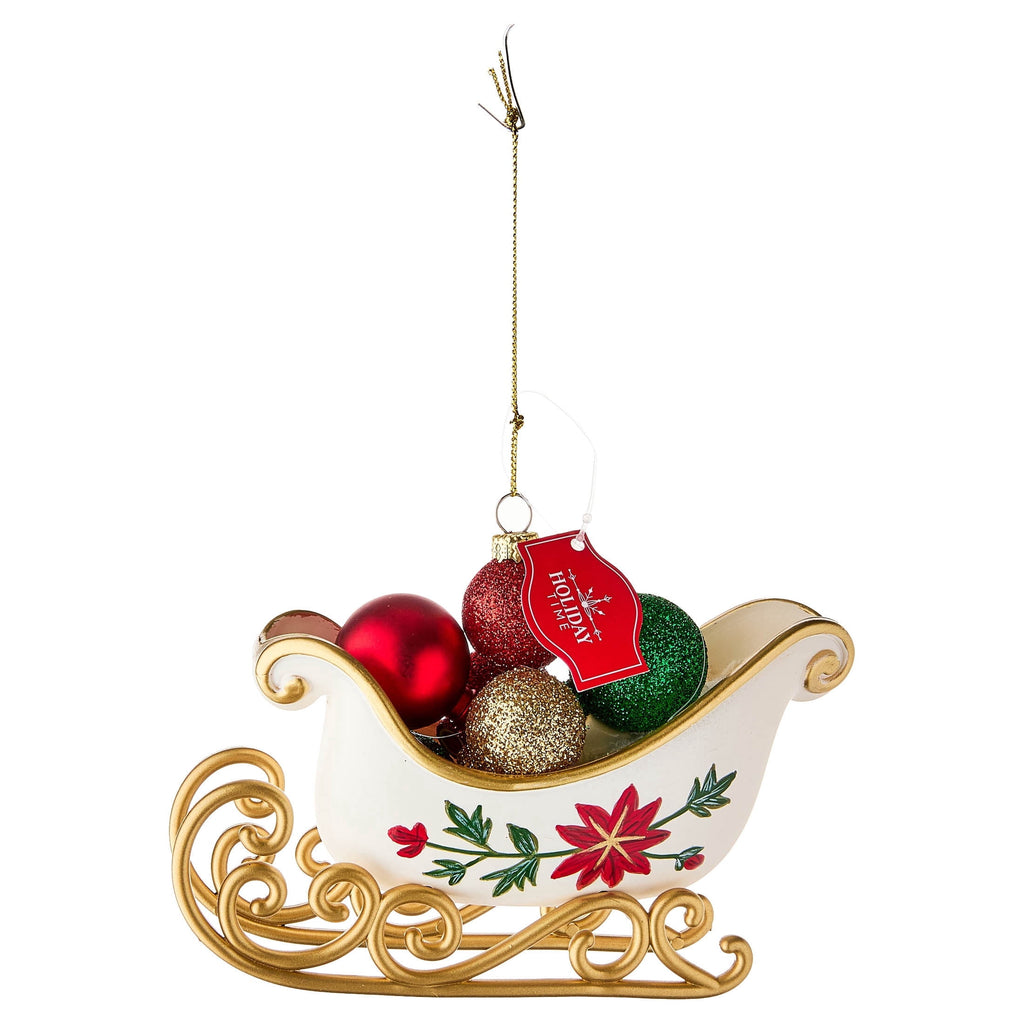 Multicolor Poinsettia Sleigh Christmas Ornament, 4", by Holiday Time