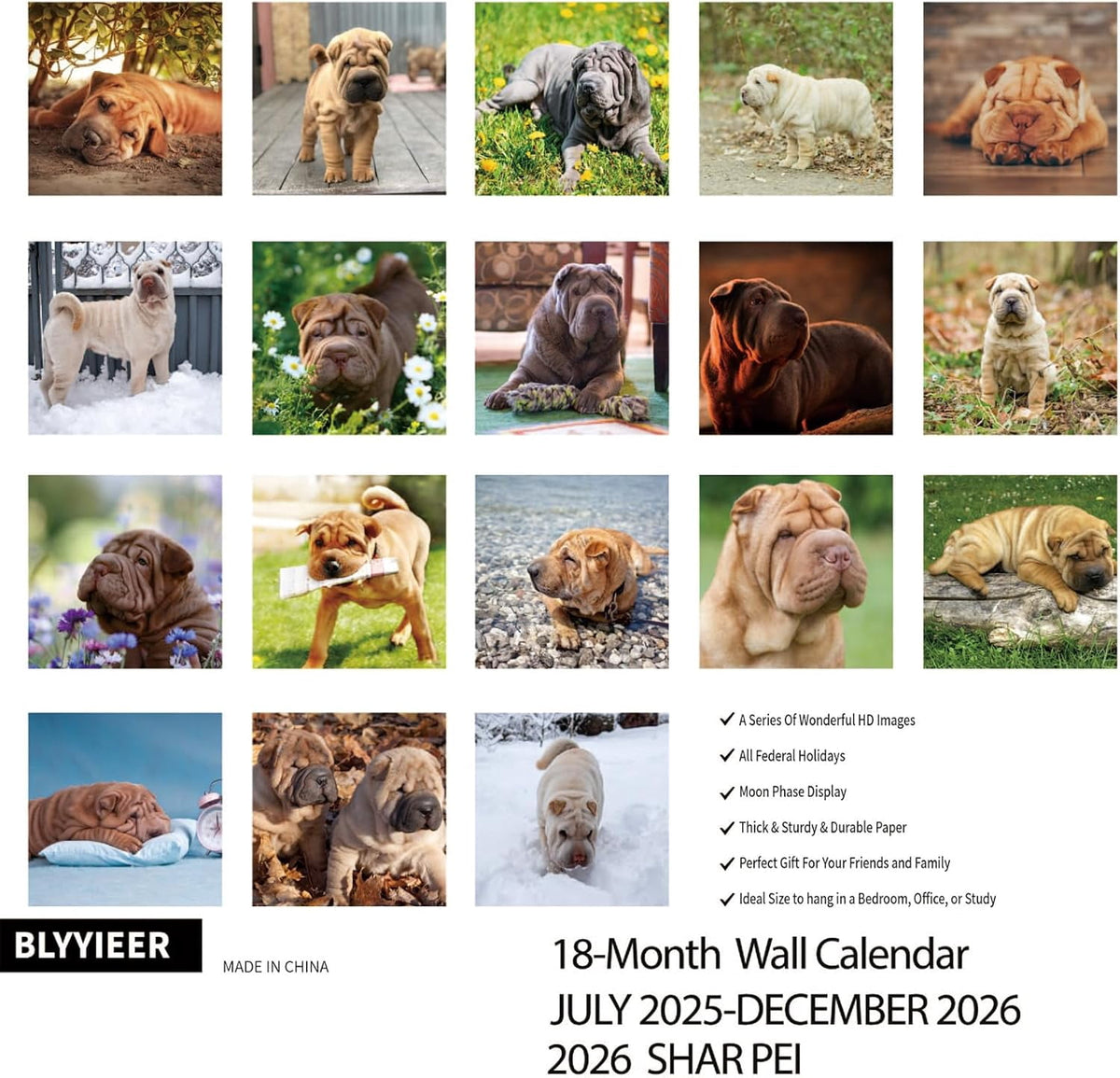 2026 Wall Calendar,Wolf Calendar 2025-2026,Wolf Monthly Wall Calendar, 12" x 24" Open,Family Planner Calendar with Wolf, Home & Office Organizer,Hangable